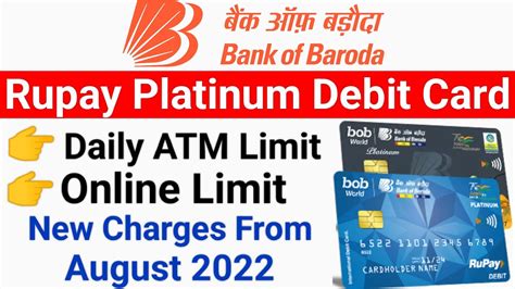 rupay platinum di contactless card bob charges|RuPay platinum debit card baroda.